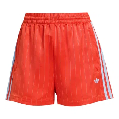 Adidas Originals (wmns) Adidas Pinstripe Satin Shorts 'bold Orange' In Red