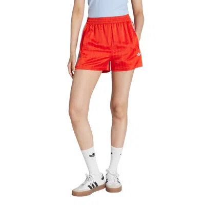 Adidas Originals (wmns) Adidas Pinstripe Satin Shorts 'bold Orange' In Red