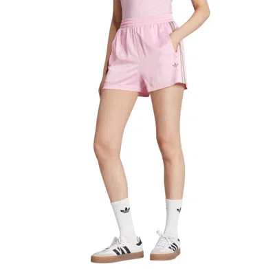 Adidas Originals Adidas 3-stripes Pinstripe Satin Shorts In Pink