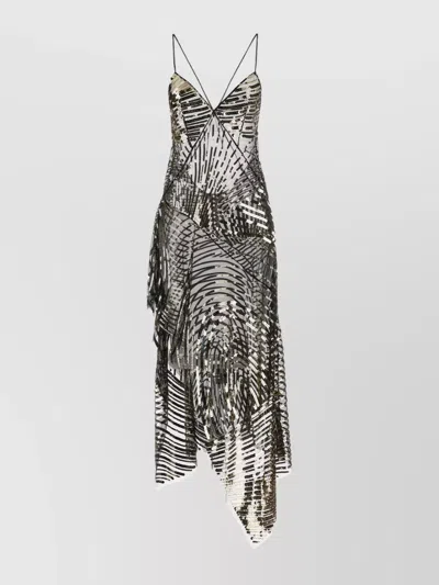 Pucci Long Dress With Sheer Overlay And Sequins In Black