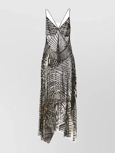 Pucci Long Dress With Sheer Overlay And Sequins In Black