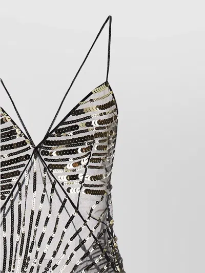 Pucci Long Dress With Sheer Overlay And Sequins In Black