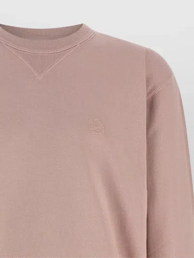 Isabel Marant Crew Neck Sweatshirt Featuring Ribbed Cuffs In Pink
