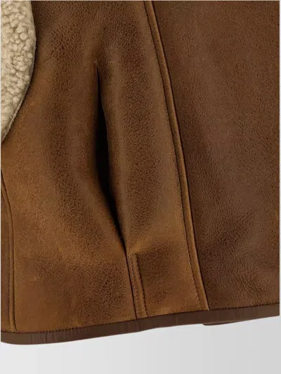 Isabel Marant Alime Shearling-trimmed Leather Sleeveless Jacket In Brown