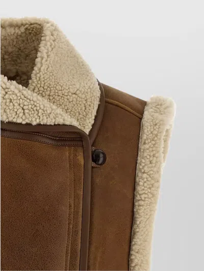 Isabel Marant Alime Shearling-trimmed Leather Sleeveless Jacket In Brown