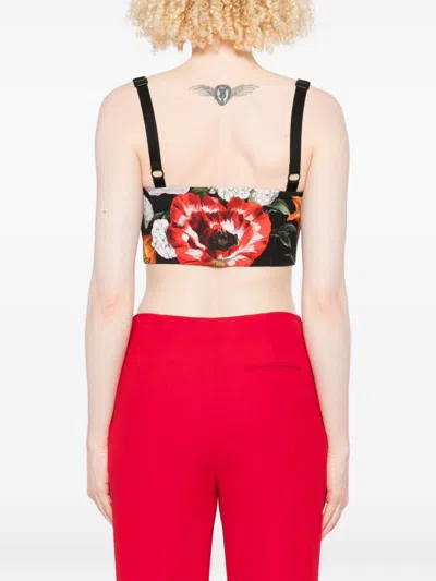 Dolce & Gabbana Floral Print Cropped Dress With Adjustable Straps In Multi