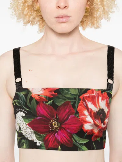 Dolce & Gabbana Floral Print Cropped Dress With Adjustable Straps In Multi
