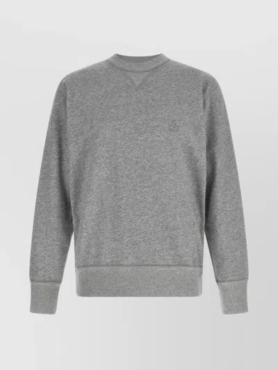 Isabel Marant Ribbed Cuff Long Sleeve Crew Neck Sweatshirt In Gray