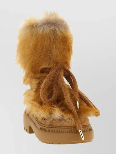 Fendi Chic Ankle Boots Featuring Fur Detailing In Burgundy