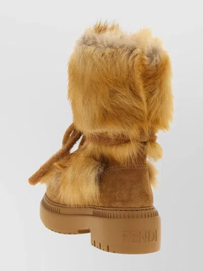 Fendi Chic Ankle Boots Featuring Fur Detailing In Burgundy