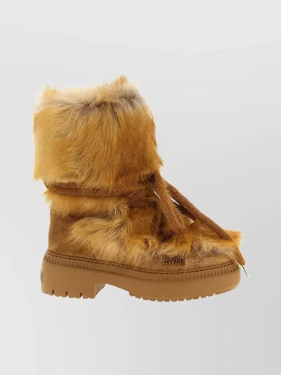 Fendi Chic Ankle Boots Featuring Fur Detailing In Burgundy