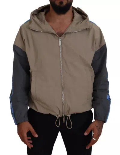 Pre-owned Dsquared2 Dsquared² Brown Gray Sleeves Hooded Full Zip Men's Jacket ()