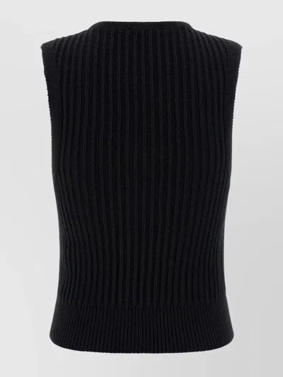 Isabel Marant Sleeveless Ribbed Texture Vest Named Devima In Black