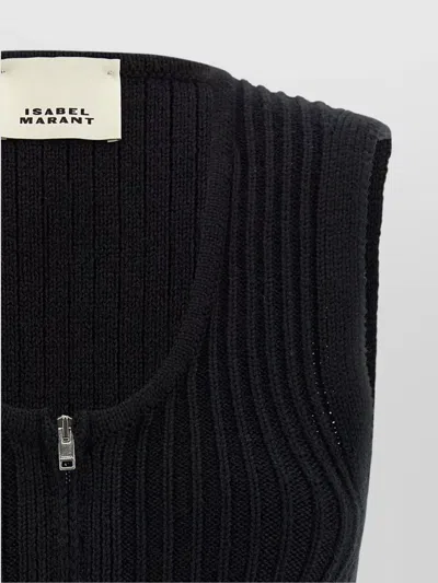 Isabel Marant Sleeveless Ribbed Texture Vest Named Devima In Black