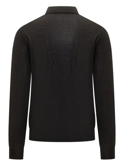 Filippo De Laurentiis Long-sleeve Polo Shirt In Black