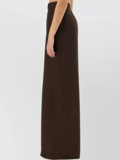 Max Mara High Waist Wide Leg Trousers With Belt Loops In Brown