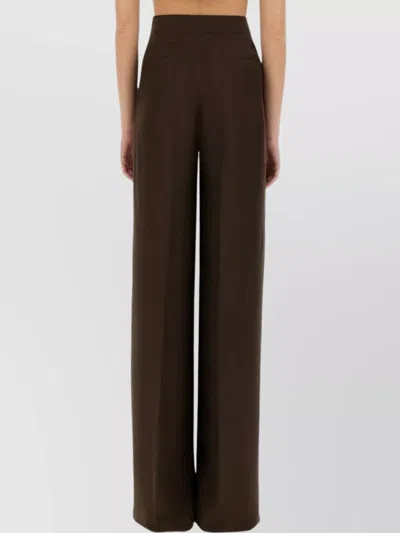 Max Mara High Waist Wide Leg Trousers With Belt Loops In Brown
