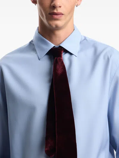 Emporio Armani Micro Chevron Textured New York Fit Shirt In Blue