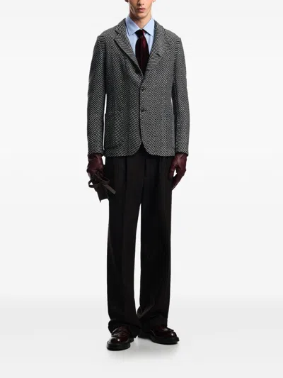 Emporio Armani Micro Chevron Textured New York Fit Shirt In Blue