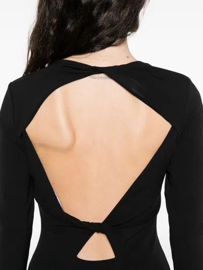 Emporio Armani Midi Dress Featuring Knot Detail And Open Design In Black