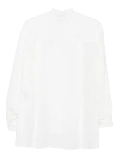 Emporio Armani Neck Tie Blouse High-low Hem In White