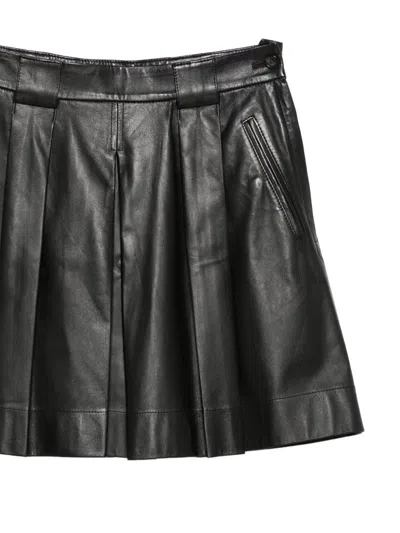 Emporio Armani Women's Pleated Leather Mini Skirt In Black
