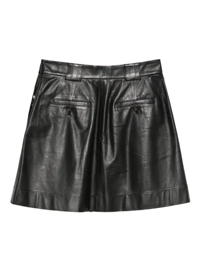 Emporio Armani Women's Pleated Leather Mini Skirt In Black