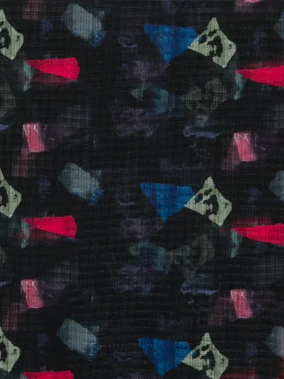 Emporio Armani Sheer Fabric Rectangular Scarf With Abstract Pattern In Black