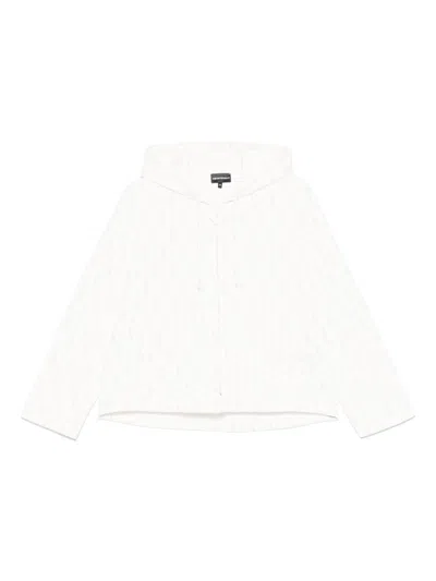 Emporio Armani Allover Logo Hoodie In White