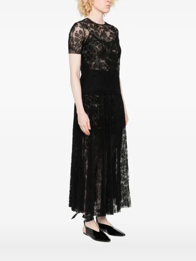 Ermanno Scervino Floral Lace Short Sleeve Top In Black