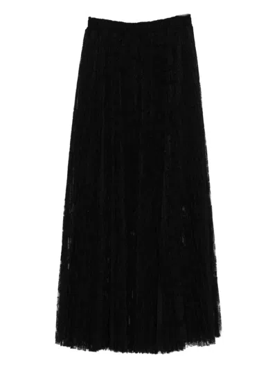 Ermanno Scervino Midi Skirt With Lace Overlay Design In Black