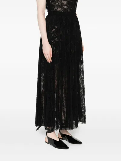 Ermanno Scervino Midi Skirt With Lace Overlay Design In Black