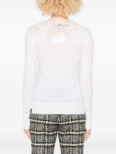 Ermanno Scervino Women's Lace-insert Long-sleeve Top In White