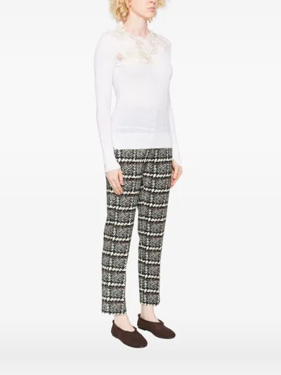 Ermanno Scervino Women's Lace-insert Long-sleeve Top In White