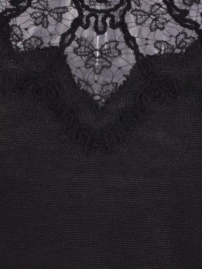 Ermanno Scervino Lace-insert Turtleneck Top In Black