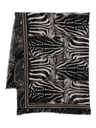 Faliero Sarti Zebra Stole In Collaboration With Peter Beard Studio Accessories In Black