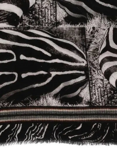 Faliero Sarti Zebra Stole In Collaboration With Peter Beard Studio Accessories In Black