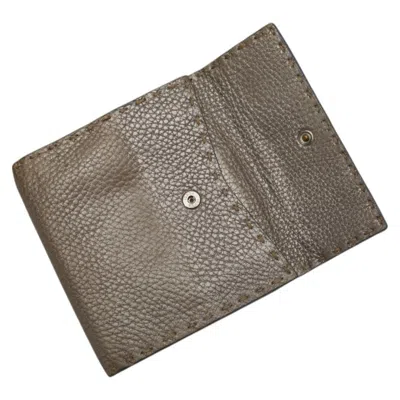 Pre-owned Fendi Selleria Champagne Gold Leather Wallet (bi-fold) ()