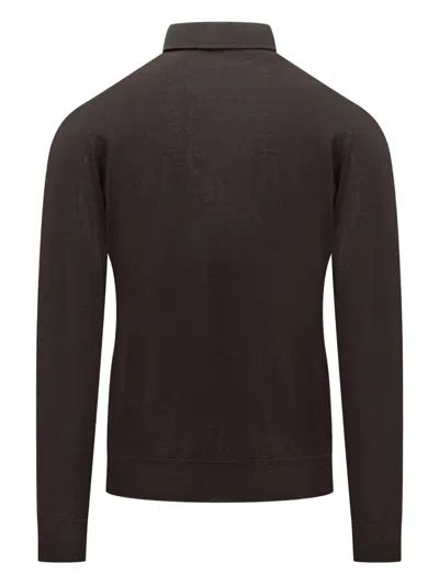 Filippo De Laurentiis Button Long-sleeve Polo Shirt In Brown