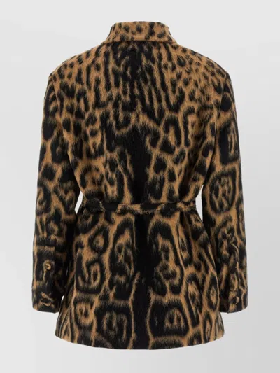 Fendi Animalier Jacket Coats And Trench Coats Beige In Brown