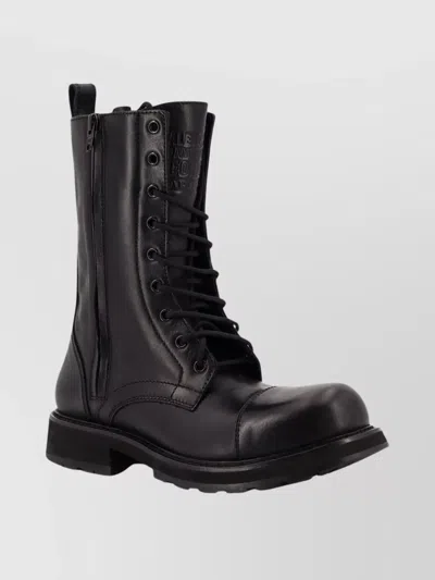 Balenciaga Chunky Sole Lace-up Leather Boot In Black