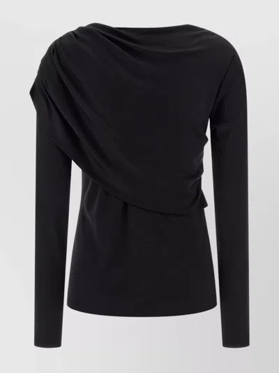 Isabel Marant Asymmetric Draped Long Sleeve Top In Black