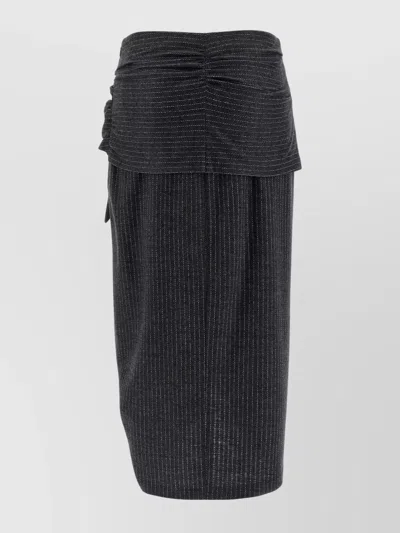 Isabel Marant Womens Anthracite Atrium Reilly Pinstripe Wool-blend Midi Skirt In Black