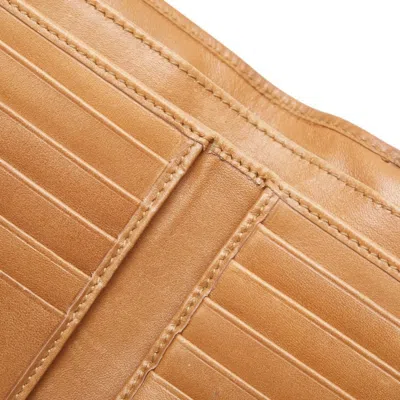 Pre-owned Gucci Beige Brown Canvas Leather Wallet (bi-fold) () In Multi