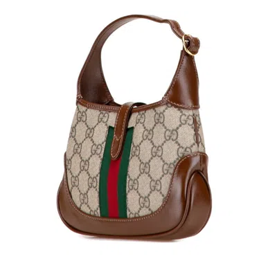 Pre-owned Gucci Beige Brown Pvc Leather Handbag Shoulder Bag ()