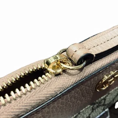 Pre-owned Gucci Beige Pink Beige Canvas Leather Long Wallet (bi-fold) () In Multi