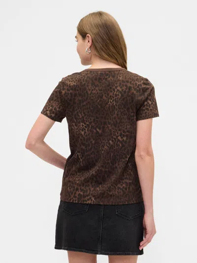 Gap Factory Favorite Print V-neck T-shirt In Brown