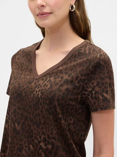 Gap Factory Favorite Print V-neck T-shirt In Brown