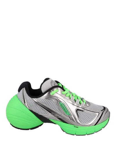 Pre-owned Givenchy Men's  Tkmx Runners Silver Sneakers In Green