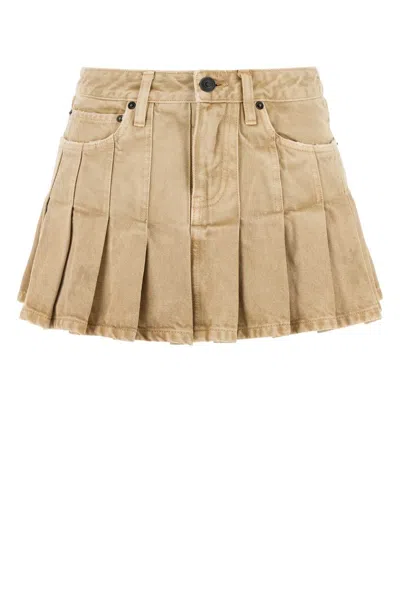 Balenciaga Women Beige Denim Mini Skirt In Neutral